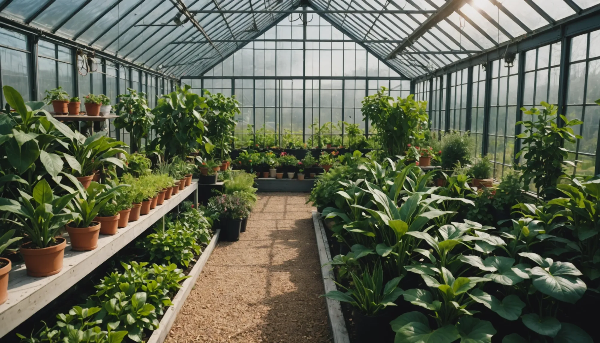 A modern greenhouse showcasing innovative farming technology.