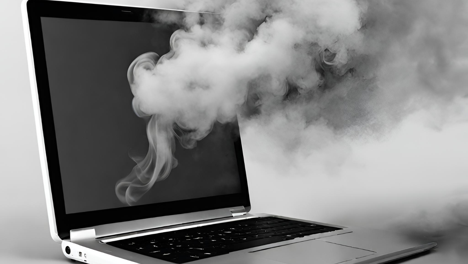 Ai image of laptop with smoke coming out of it