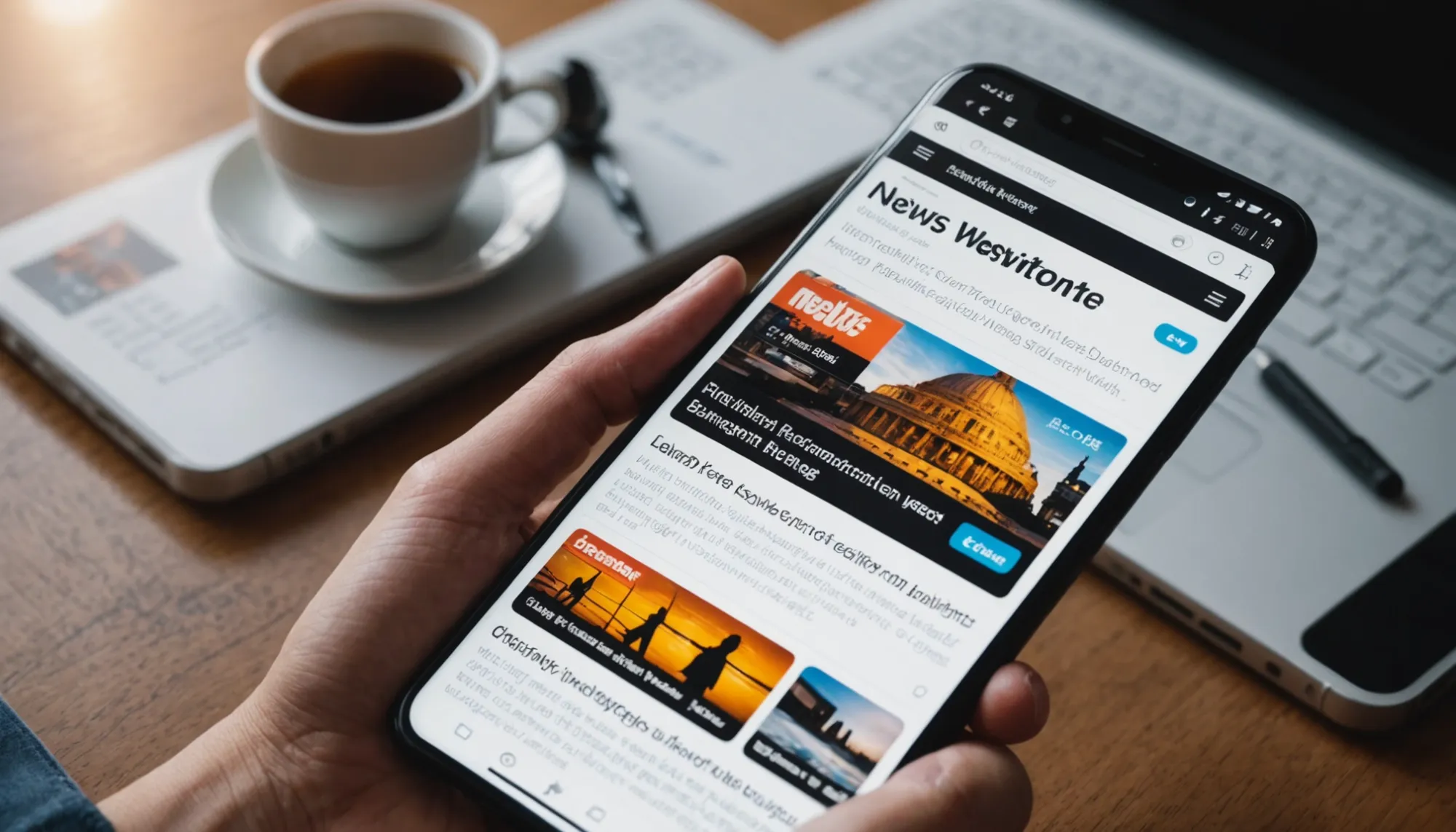 A smartphone showcasing a news site, highlighting digital information consumption.