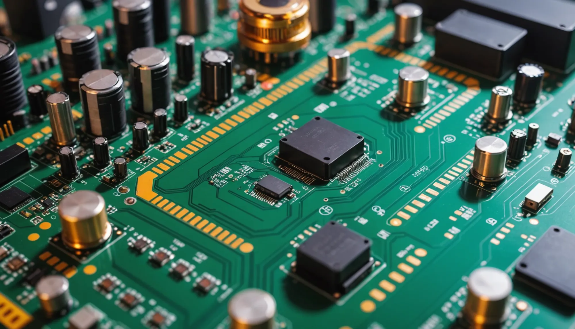 A close look at energy-efficient components on a modern circuit board.