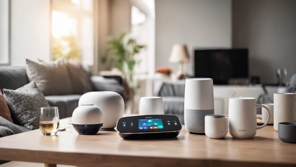 AI image of several smart home devices on a table